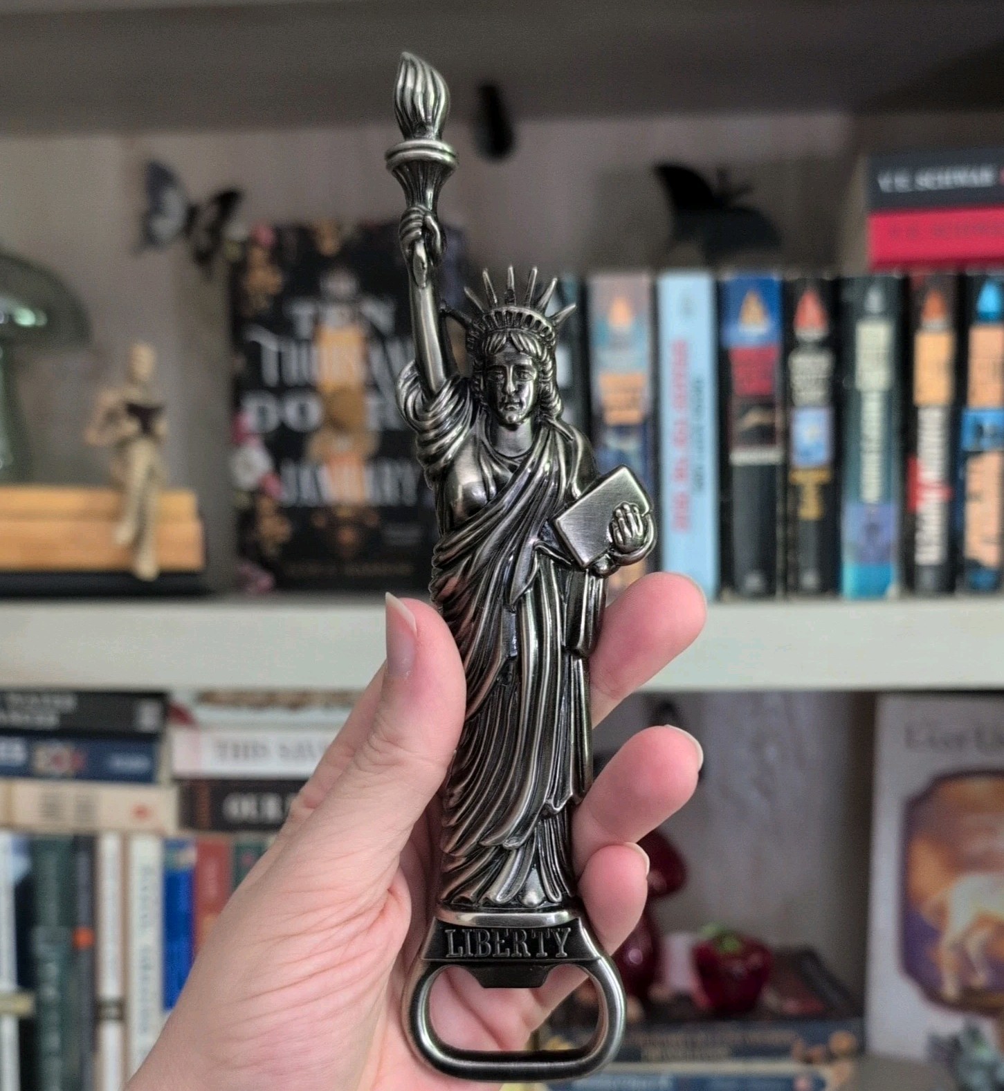 Silver-Toned Statue of Liberty Bottle Opener 8"