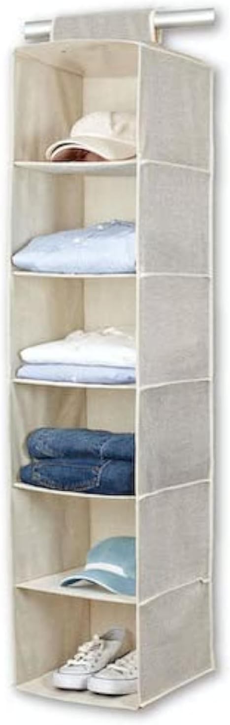 BINO 6-Shelf Sweater Closet Organizer - Beige | Hanging 6 - Shelf