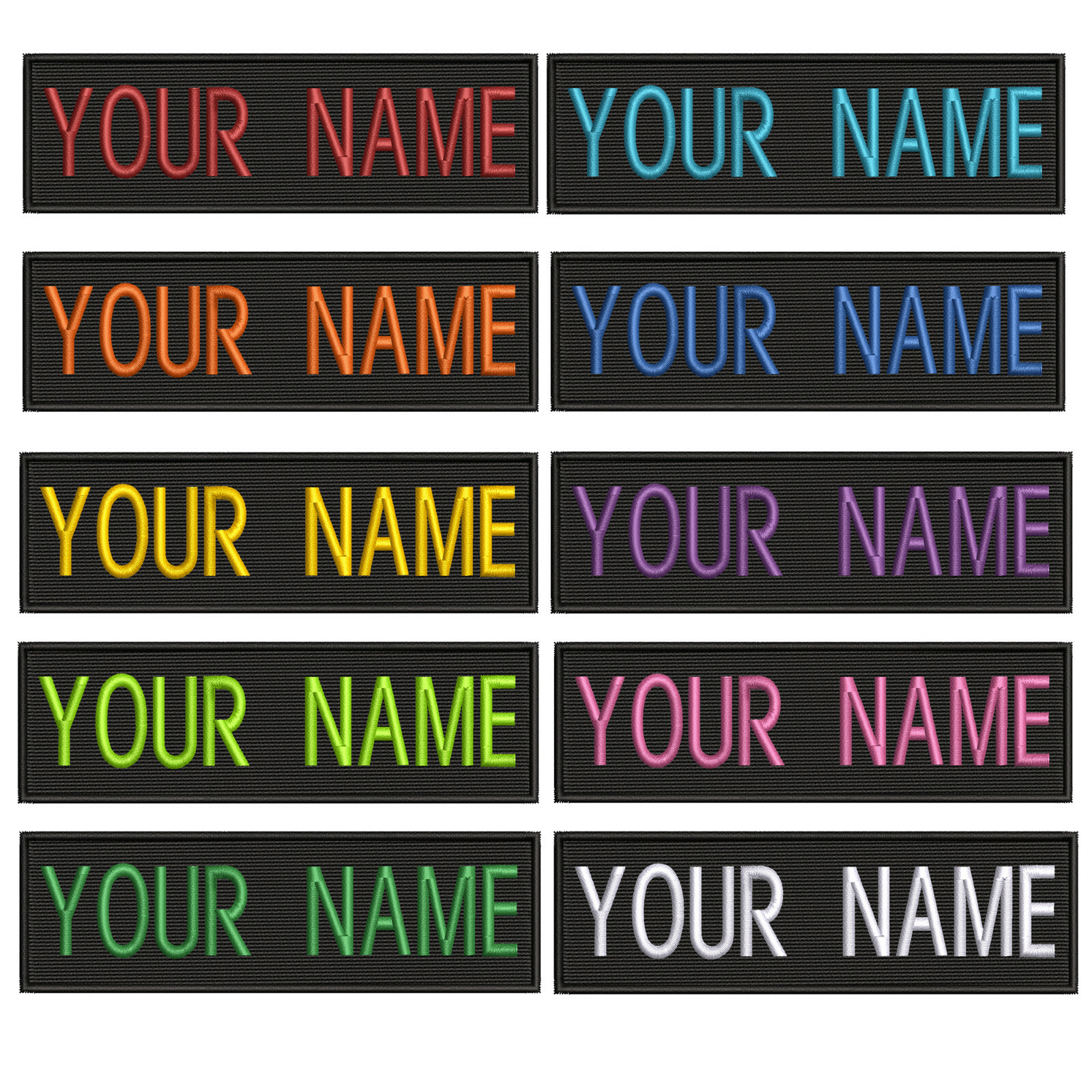 RECTANGULAR CUSTOM EMBROIDERED NAME TAG Hook Loop patch Quality Badge 5" x 1.5"