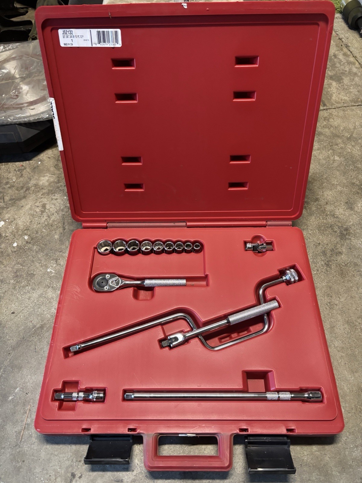 Proto J52132 Skt Set 3/8” Dr, 15 Pc, 12 Pt, Full Set Very Good Condition