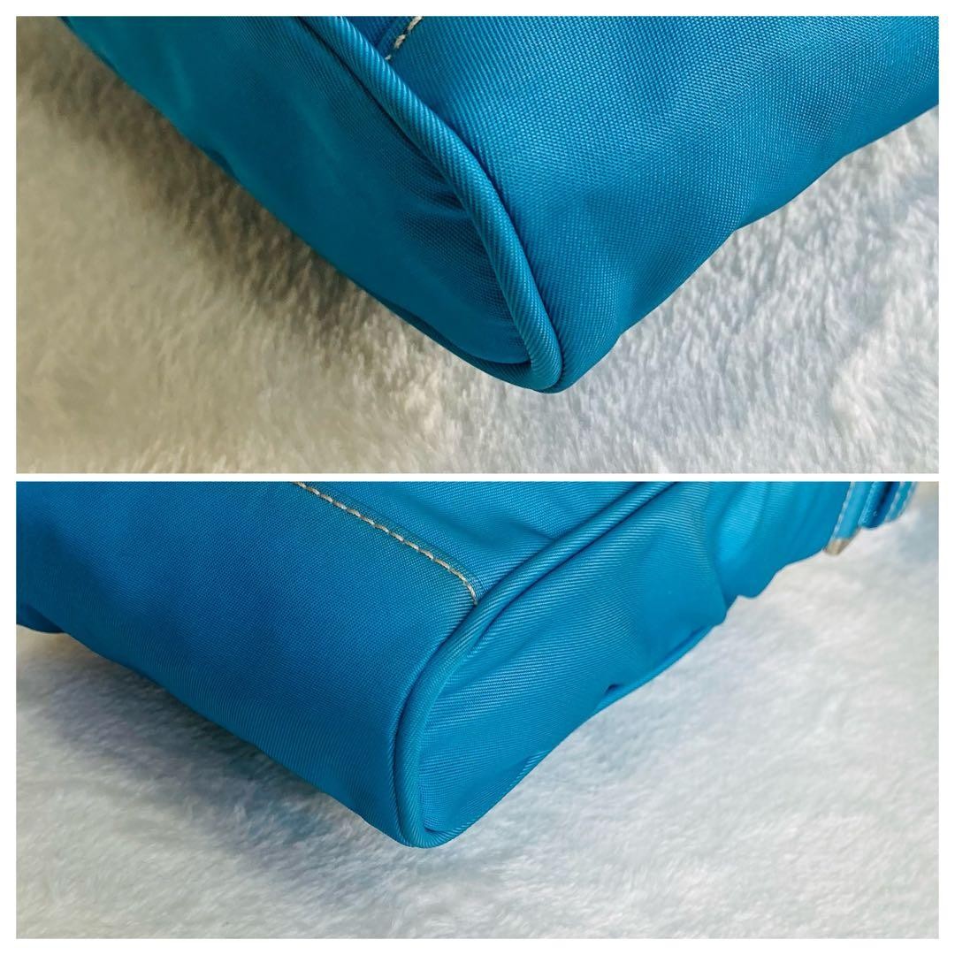 Prada Sacoche Small Shoulder Bag Water Blue Leather Used Authentic