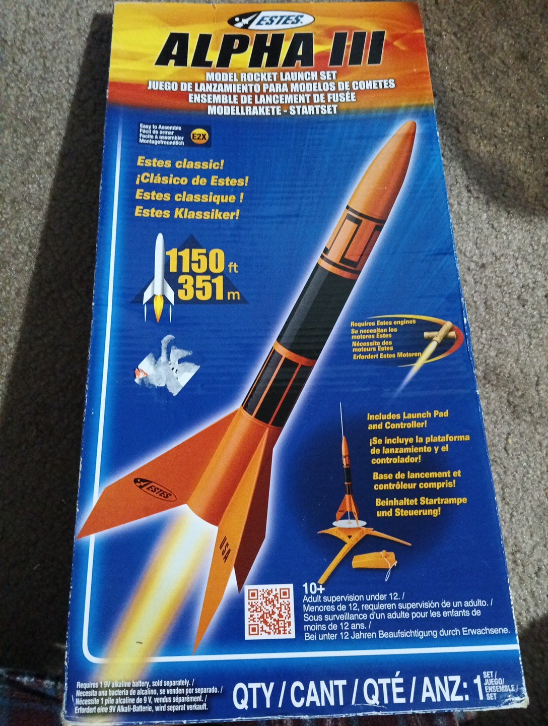 Estes 1427 Alpha III Model Rocket Launch Set E2X Model Rocket Kit 1150 Ft 351 M