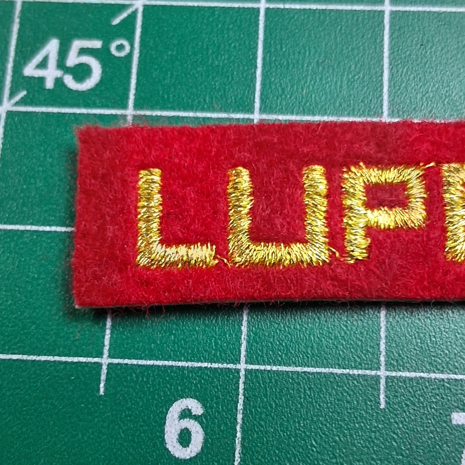 Red & Gold Embroidered Lupo Rectangle Patch