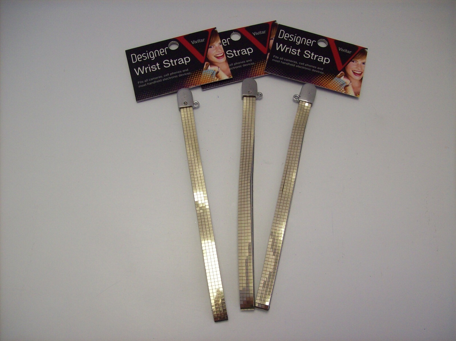 Quantity 3 Vivitar Gold Mylar Designer Wrist Straps - NEW