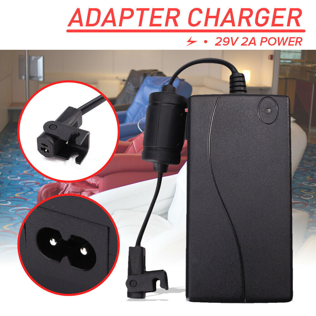 29V 2A AC/DC Power Supply For Recliner Sofa Massage Chair Adapter Transformer