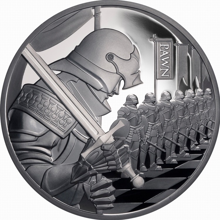 Niue 2026 CHESS PAWN Sword Knight $1 1 Troy Oz Pure Silver Black Proof in OGP