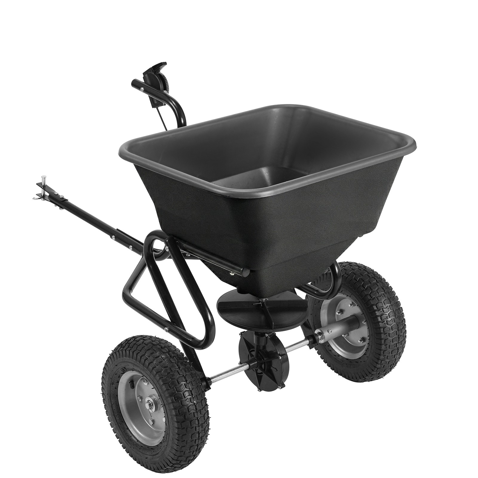 Tow Behind Broadcast Spreader, 110LBS Capacity, Tow/Push Garden Spreader