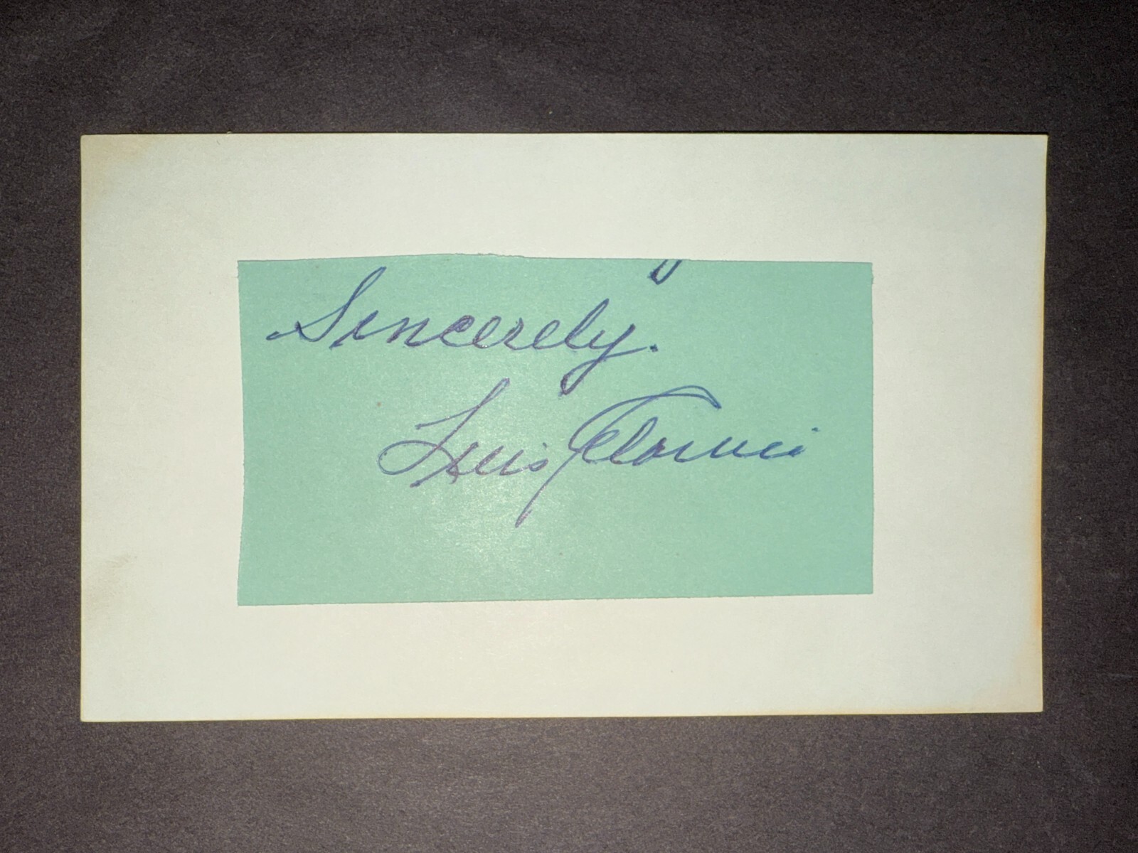1950 WHITE SOX: Luis Aloma, SIGNED 3x5 Cut, Died 1997