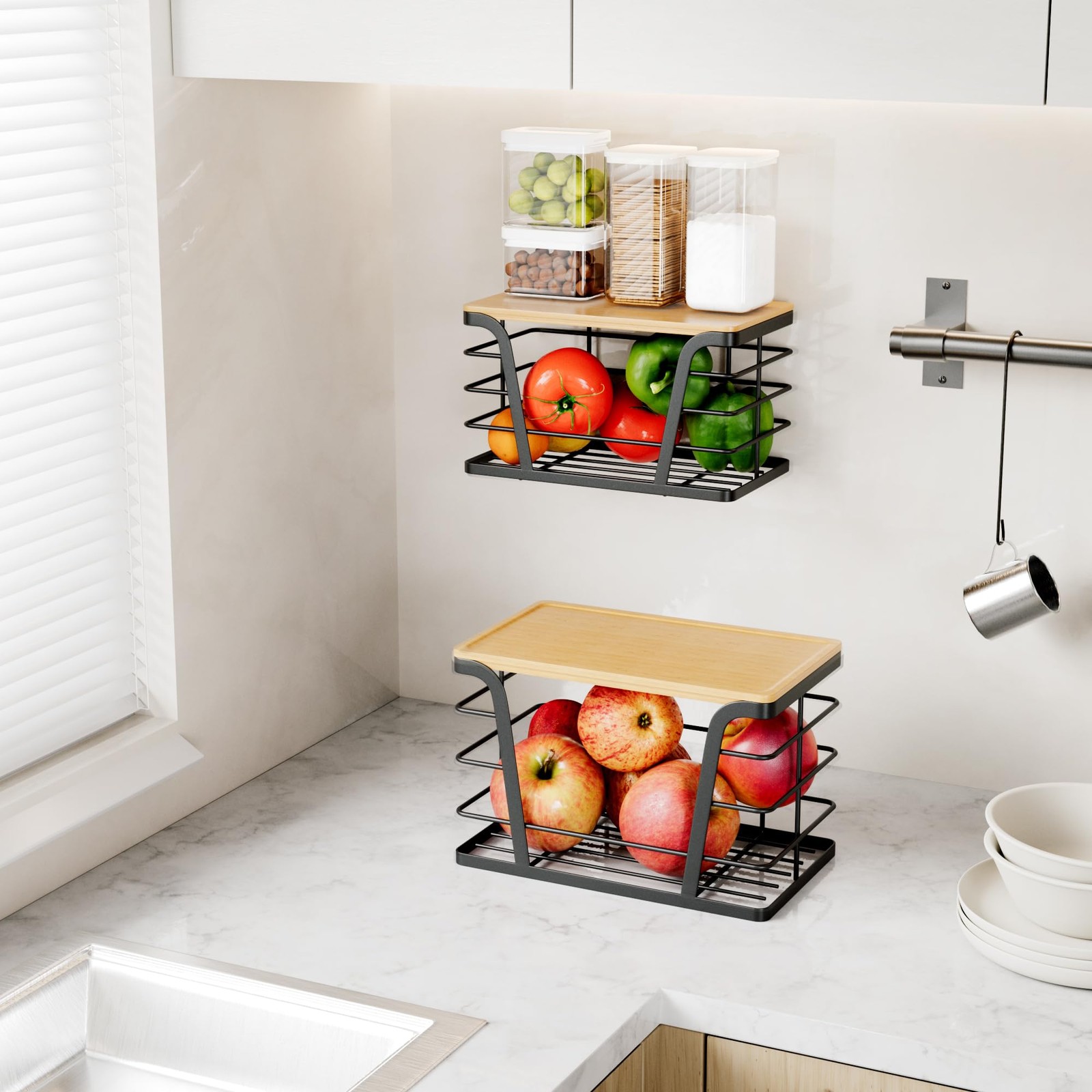 TIDIIABODE 2 Pack Stackable Storage 2-Pack-Large&Small, 2-Pack-L&S-Black