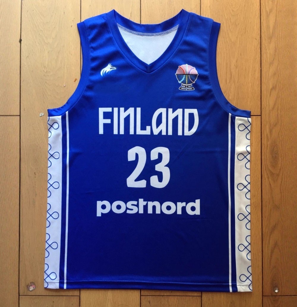 Youth/Men Markkanen 23 Finland Nation Basketball Jersey Blue Sewn Custom Names