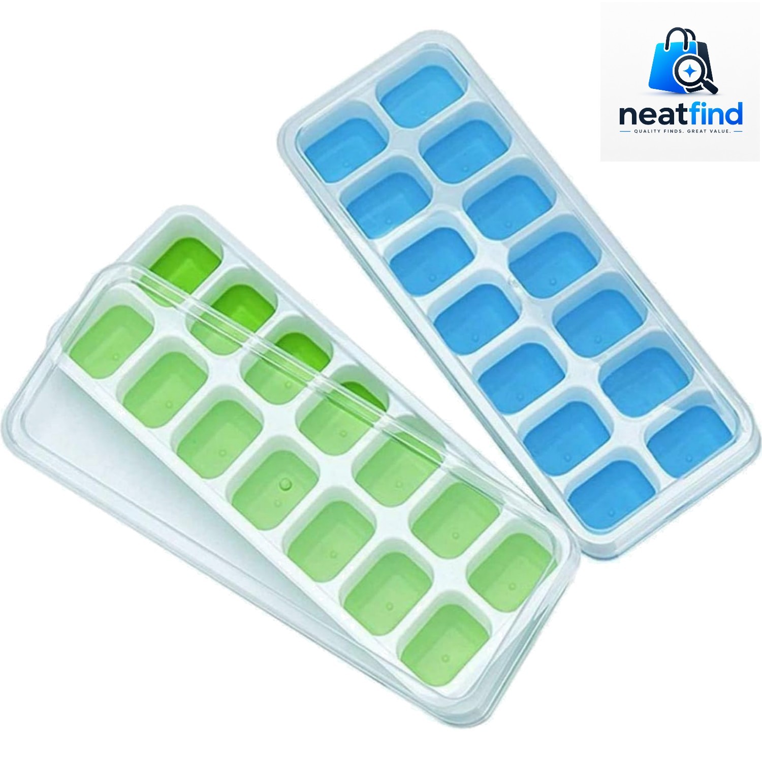 Ice Cube Trays, Silicone Easy-Release and Flexible 14-Ice Trays with Spill-Re...