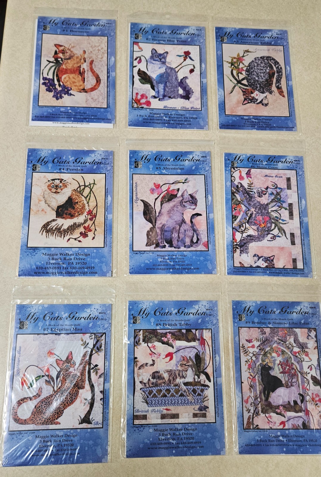 "My Cats Garden" Maggie Walker Blocks of the Month Quilting Patterns + FABRIC