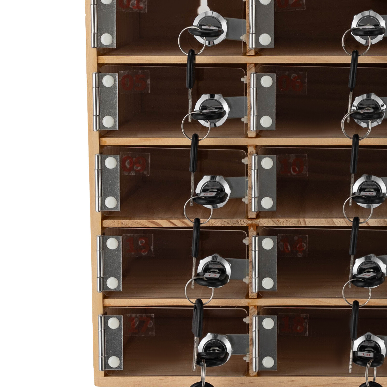 20 Slots Cell Phone Locker Box Wood Cell Phone Storage Cabinet With Keys/Locks