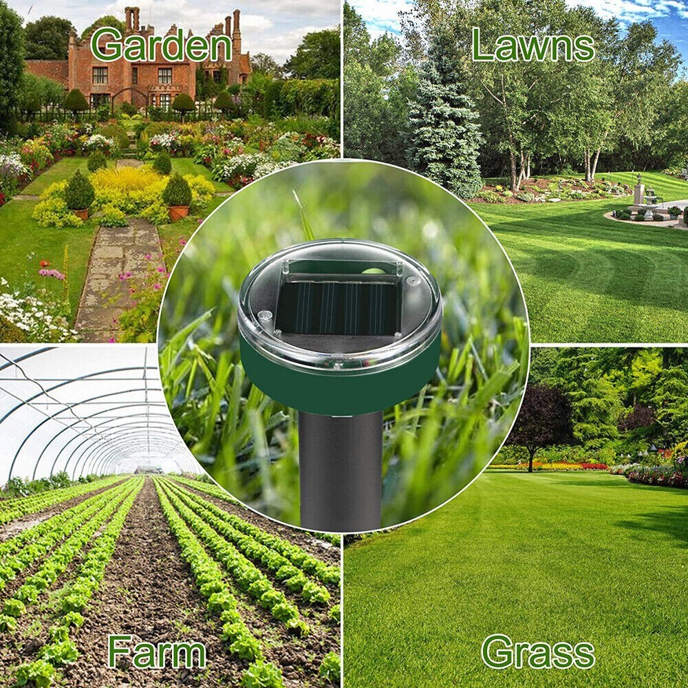 Mole Repellent Solar Powered 8 Pack Sonic Mole Deterrent Spikes for Lawn Garden