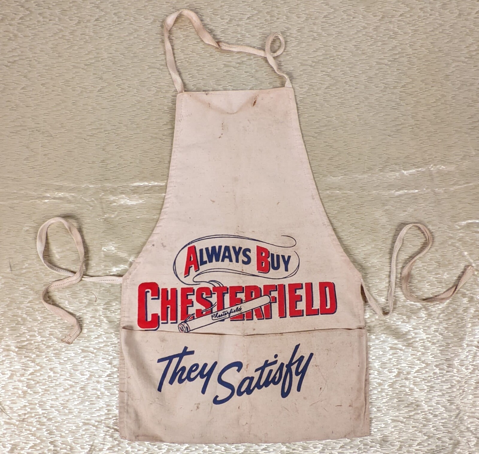 ANTIQUE CHESTERFIELD CIGARETTES ADVERTISING PRINT WORK APRON