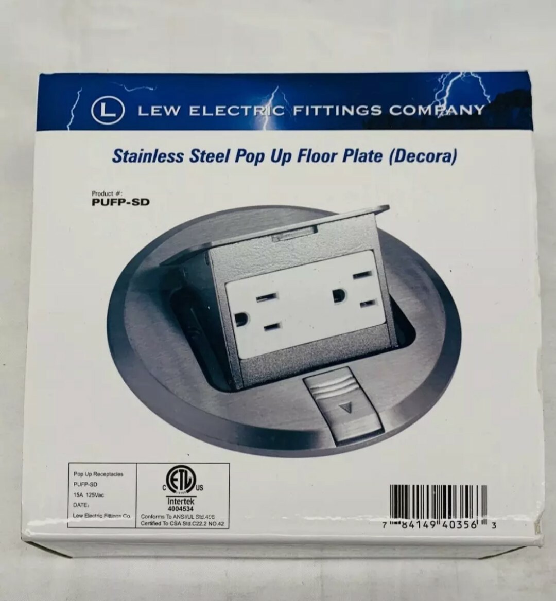 LEW ELECTRIC PUFP-SD 6" STAINLESS STEEL POP UP FLOOR  PLATE (DECORA) SEALED BOX