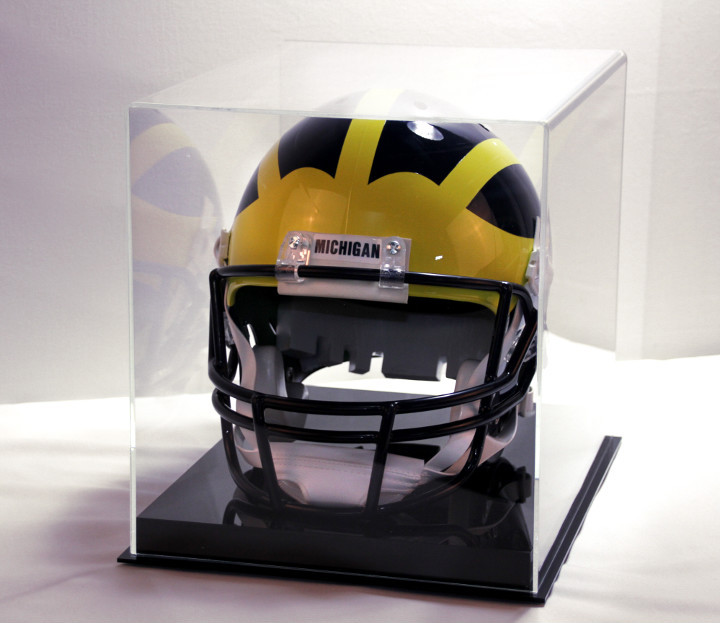 New England Patriot football helmet NFL solid black base acrylic memorabila full