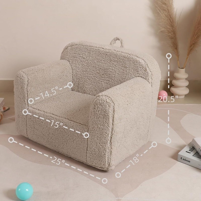 Kids Soft Sherpa Foam Chair Toddler Sofa Cuddly Kids Furniture Removable Cover