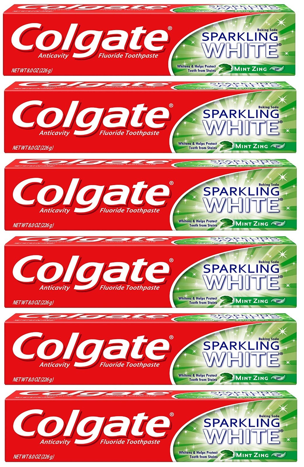 Colgate Sparkling White Mint Zing Gel Toothpaste 4 Oz Pack Of 6 Whitening Agent