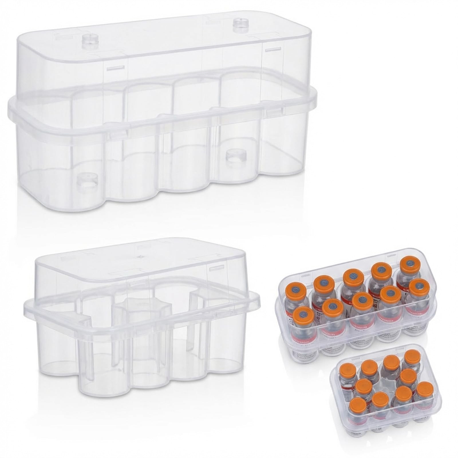 Gjinxi 20Slot Refrigerator Organizer, 3mL Vial Holder 10mL Peptide Vial Organ...