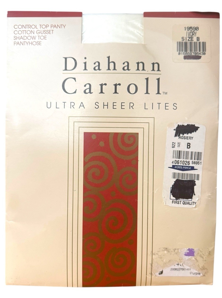 Vintage Diahann Carroll Ultra Sheer Lites Pantyhose Ivory Size B Control Top