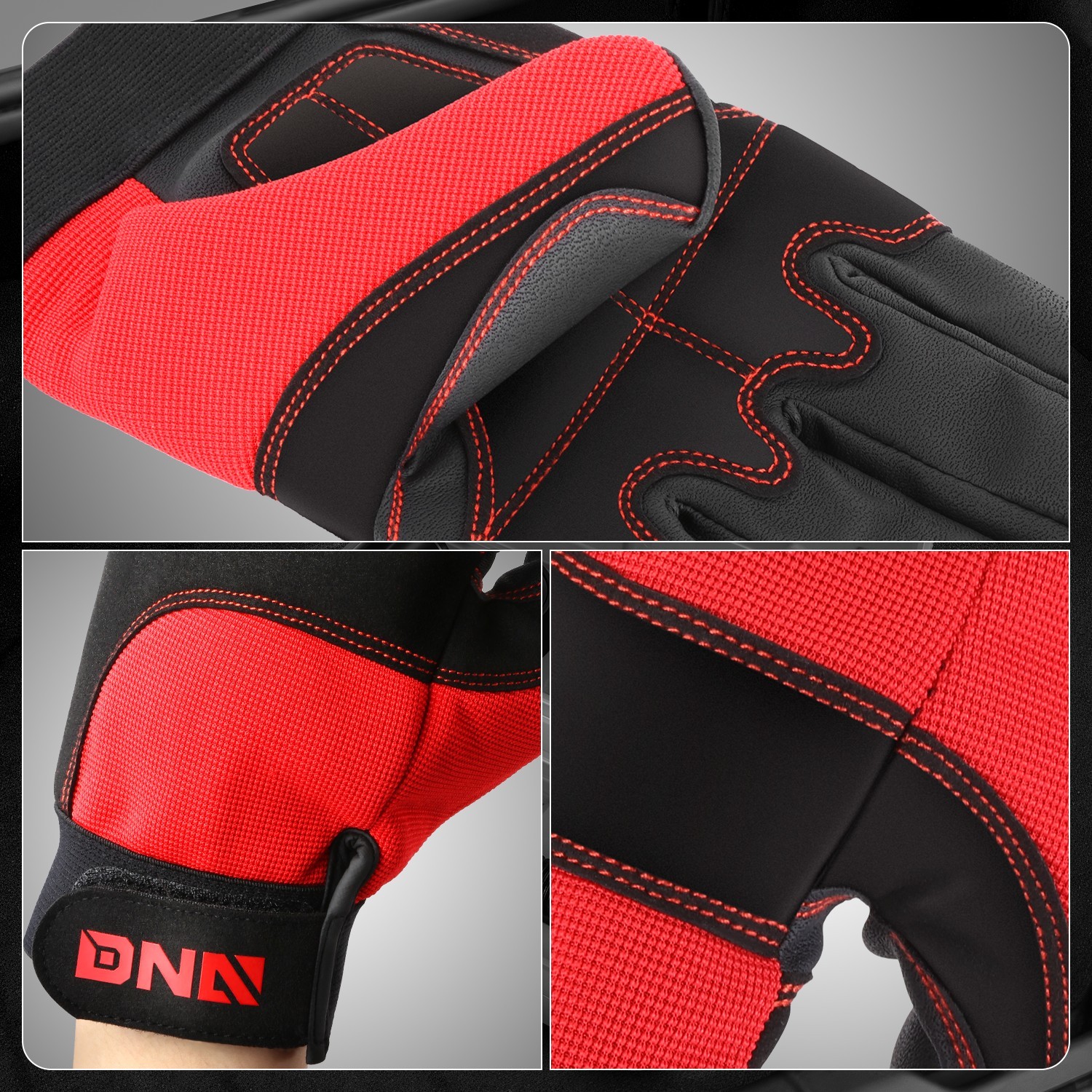 [2 Pair]Multi-Purpose Construction Gardening Utility Mechanic Work Gloves Red