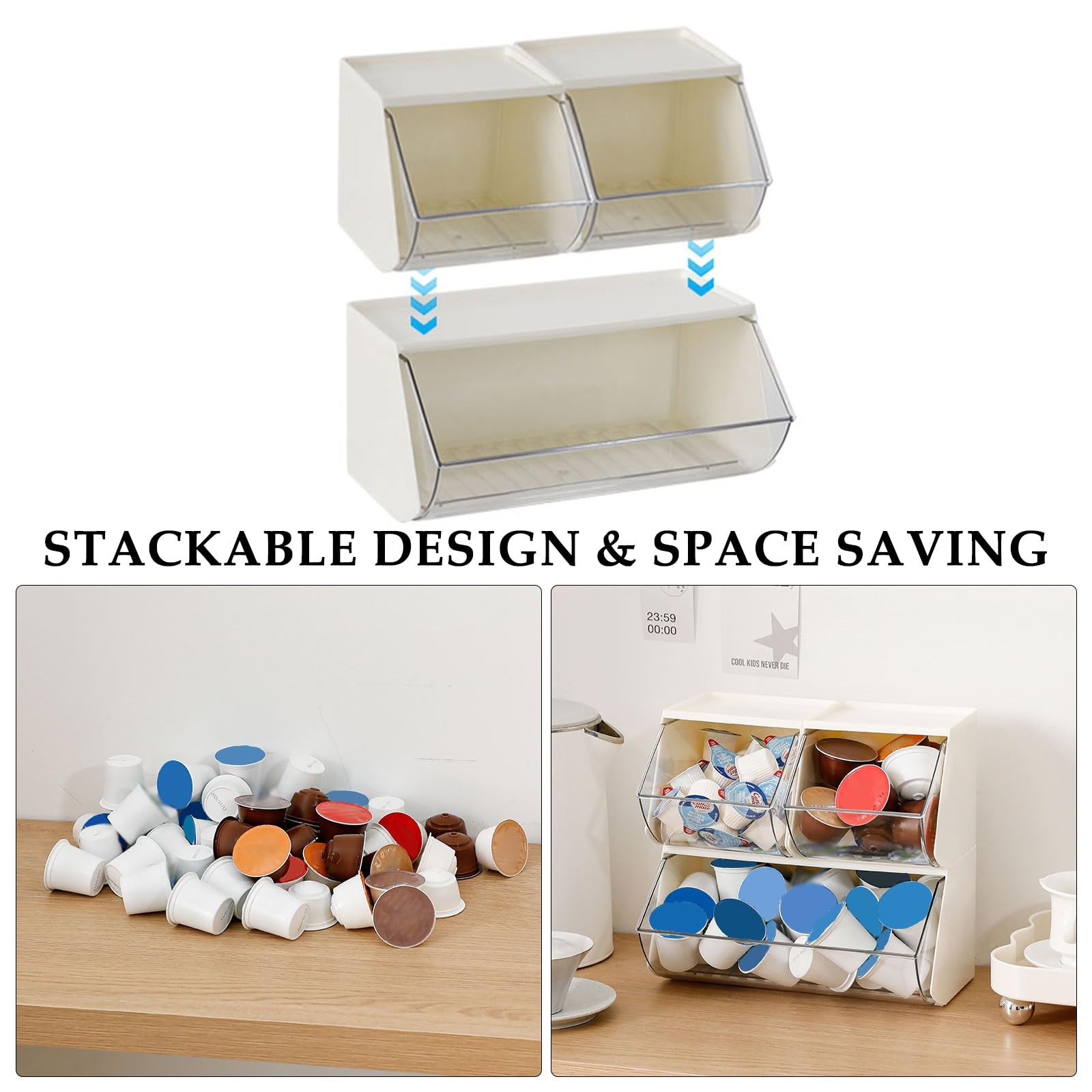 3 Pack Coffee Pod Basket, Cream / Clear