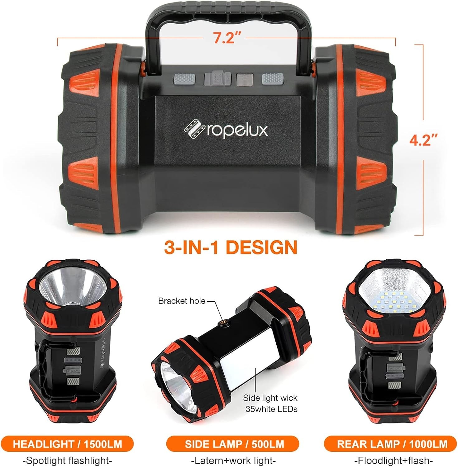 Led Camping Lantern Rechargeable 1500lm 8 Modes Flashlight