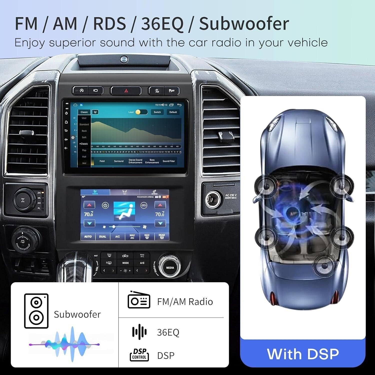 9'' Car Stereo Radio Auto Android Carplay Navi 4+64GB For Ford F150 2015-2021
