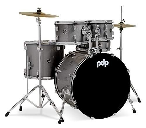 Pacific Drums Center Stage Complete Drumkit, 5 Drum Set, Silver Sparkle,...