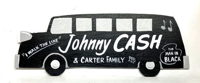 JOHNNY CASH TOUR BUS - WOOD CUT-OUT  - 20" long - FREE SHIPPING  (#2)