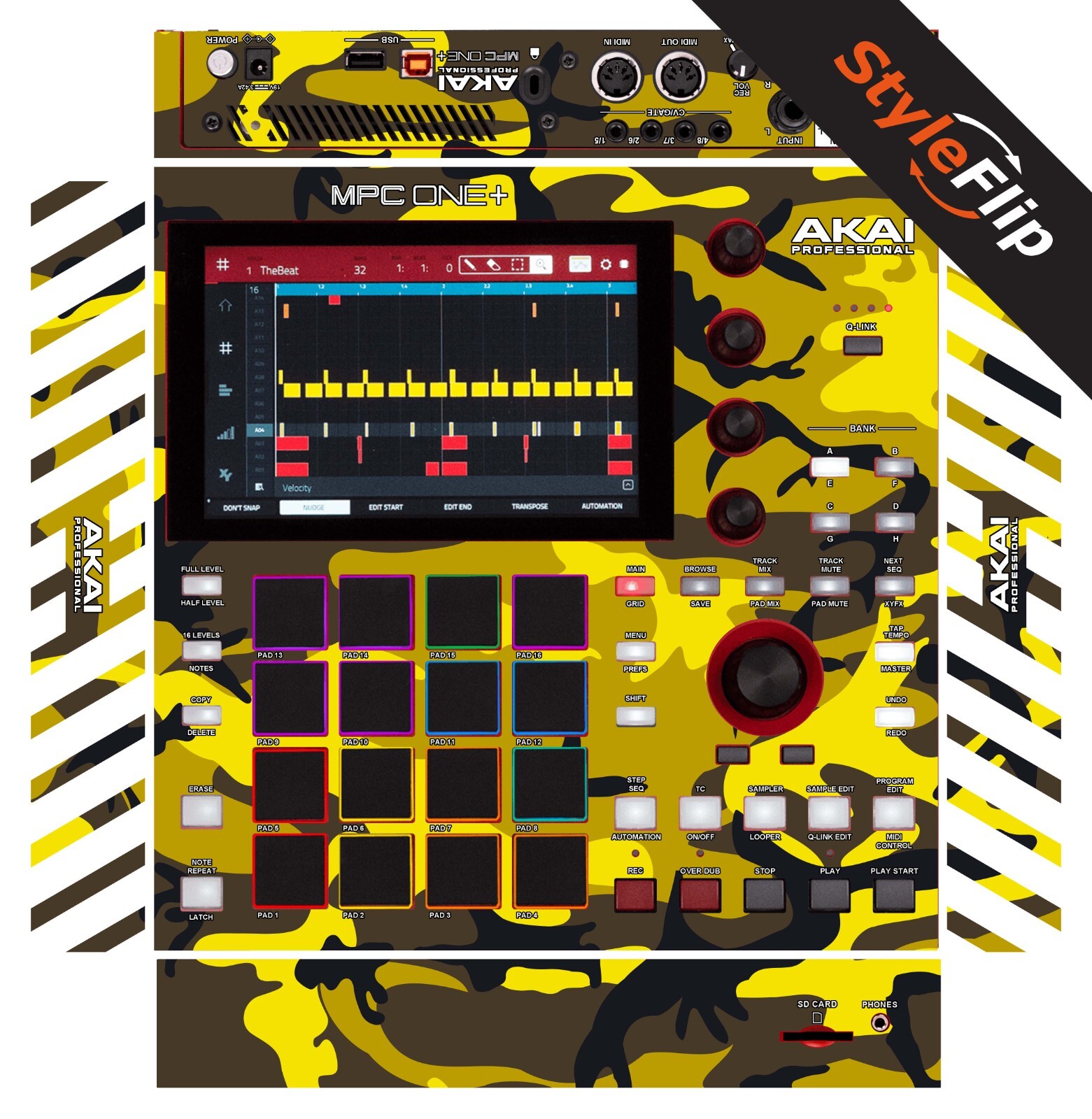 Akai MPC One Plus | Camo Yellow | Protective Decal | StyleFlip Skins