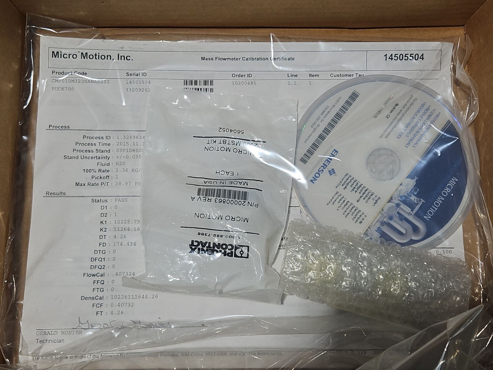 Emerson Micro Motion Elite Mass Flow Sensor CMF010M323NABAEZZZ