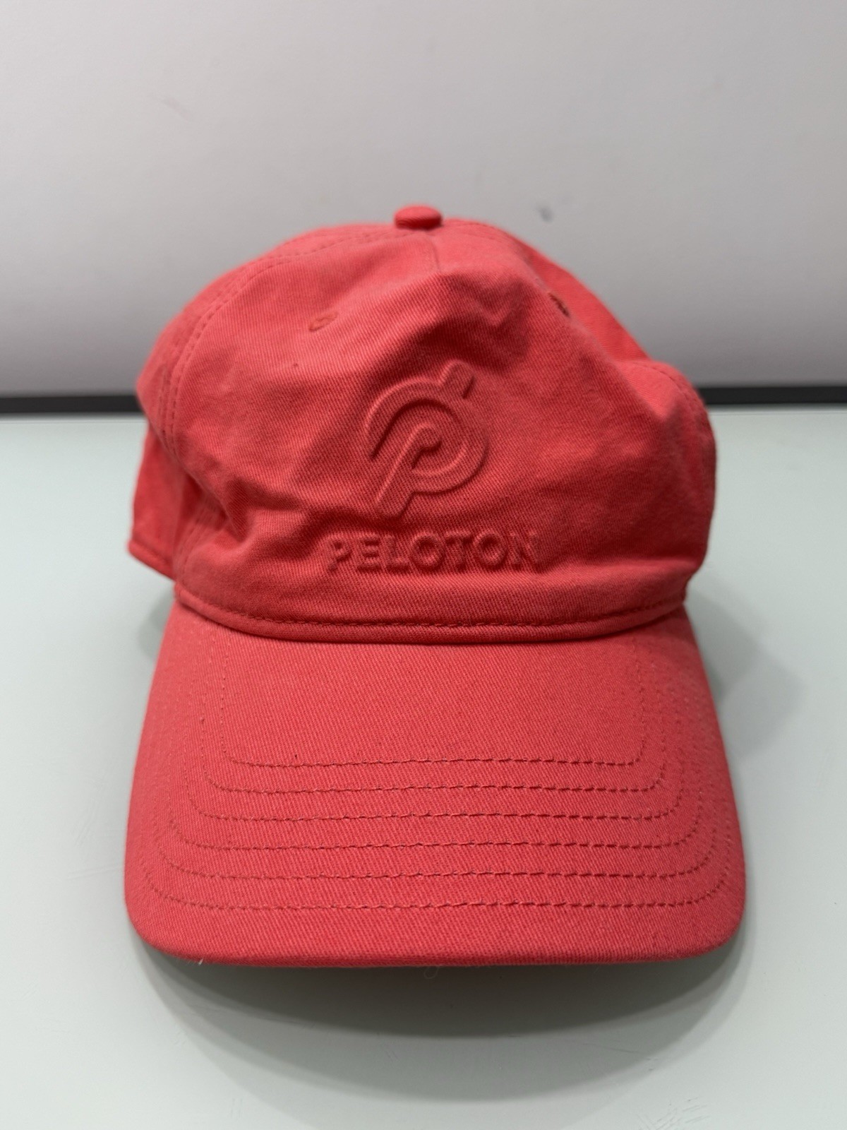 PELOTON Adjustable Strapback Hat Cap Embossed Logo CORAL