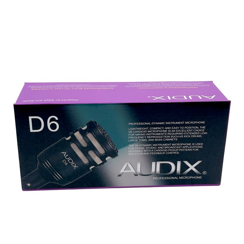 Audix D6 Professional Dynamic Kick Drum Microphone for Stage Broadcast US