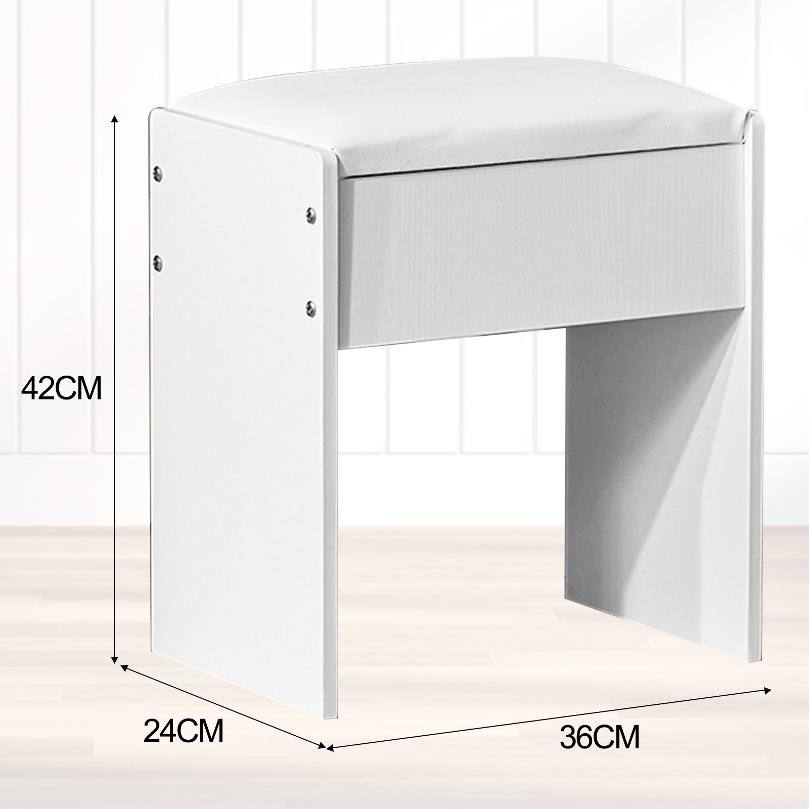 Vanity Stool Makeup Bench Dressing Stool with Cushion and Solid Legs,White