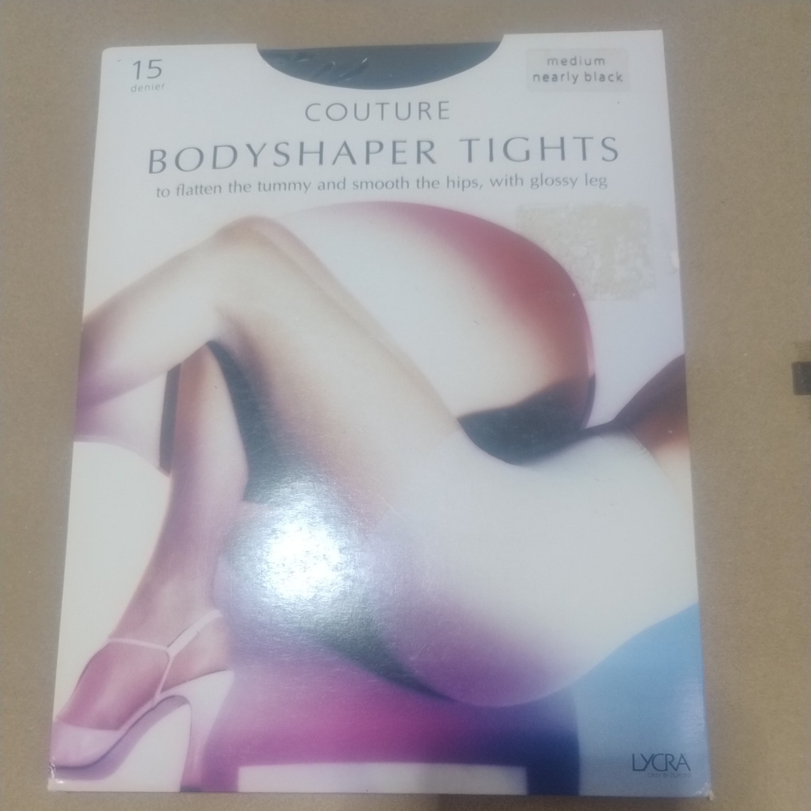 Couture 15 Den Bodyshaper Tights Tummy/Hips, Size Medium in Nearly Black