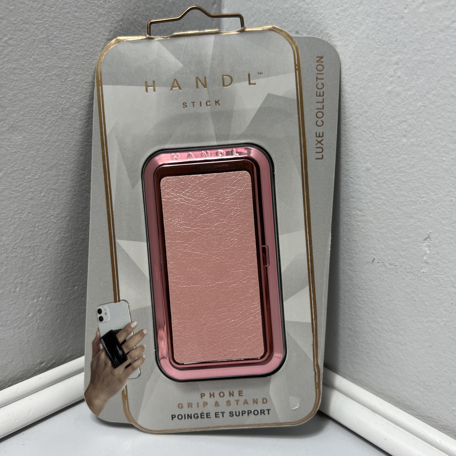 HANDL STICK Phone Grip & Stand Luxe Collection Pink Bling CellPhone, Iphone, And