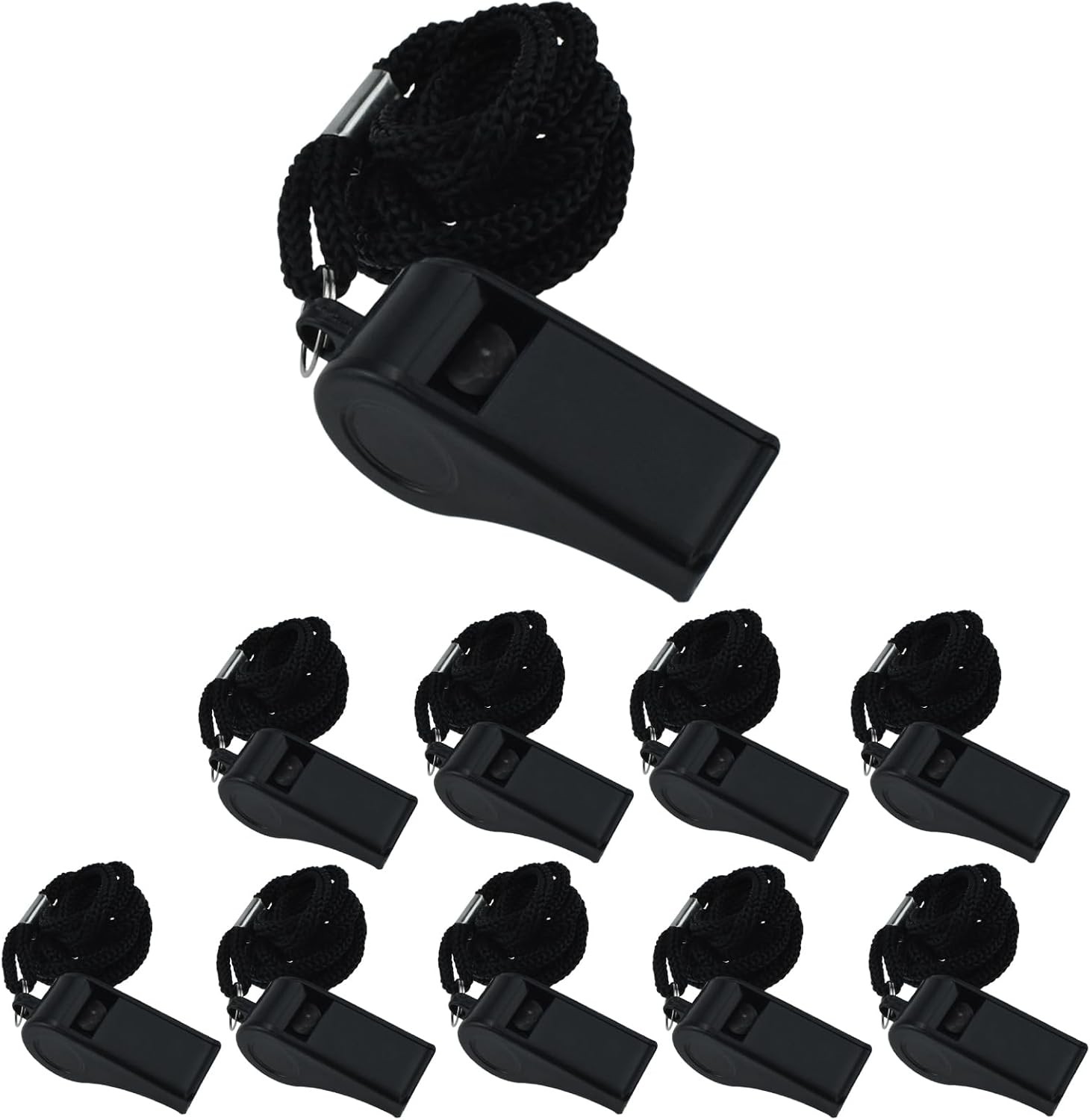 Lot of 10 Plastic Whistle & Lanyard Emergency Survival for Referees, Outdoor