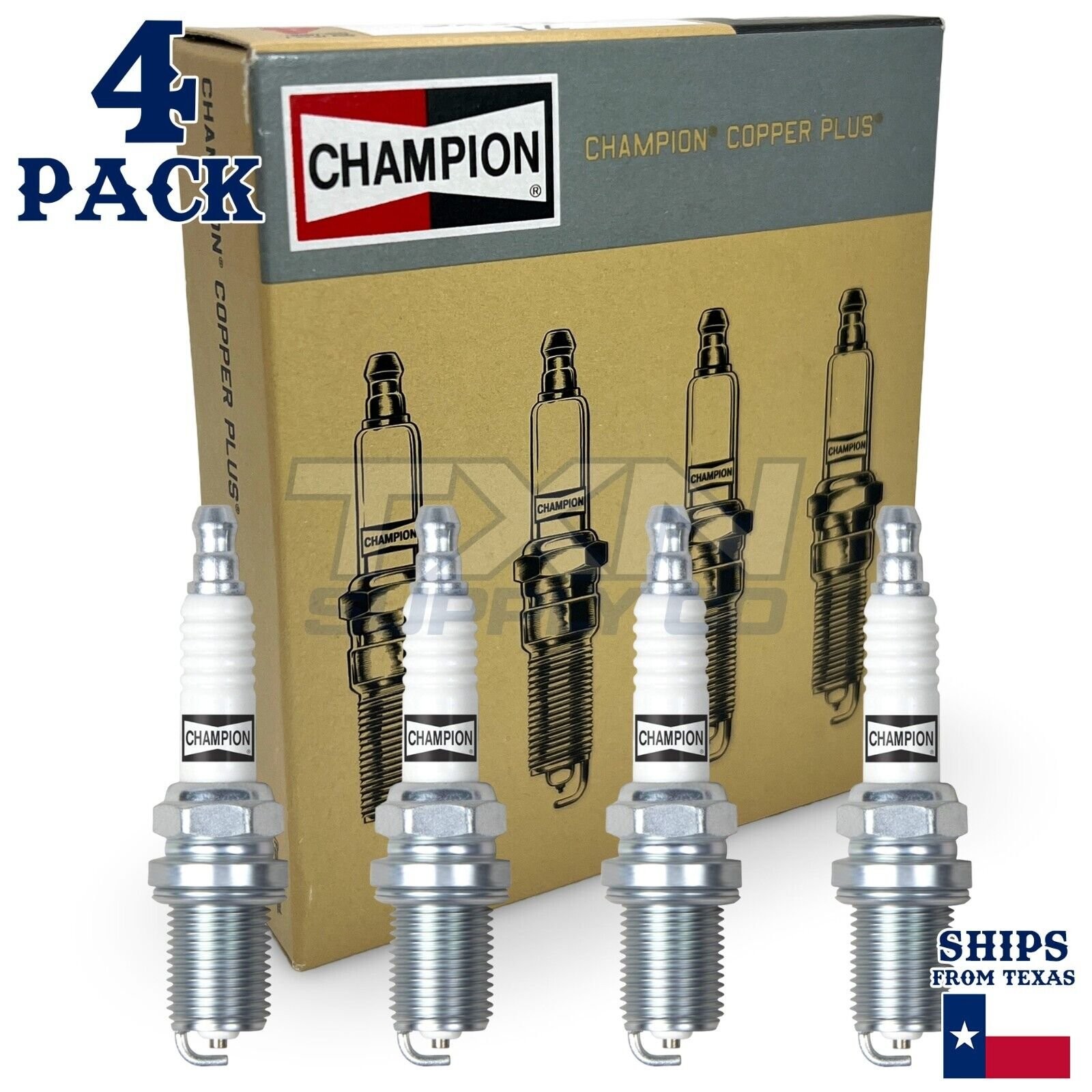 4 pack Champion Copper Plus Spark Plugs for 1986-1992 Jeep Comanche 2.5L L4