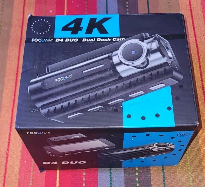 Focuway D4-DUO Dual Dash Cam Front And Rear 4K OPEN BOX LIGHT DAMAGE TO PACKAGE