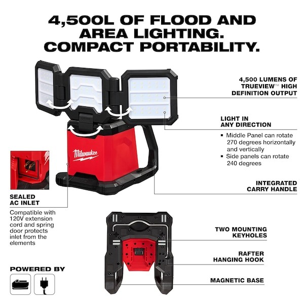 Milwaukee Tool 2368-20 Work Light, Led, 4, 500 Lm