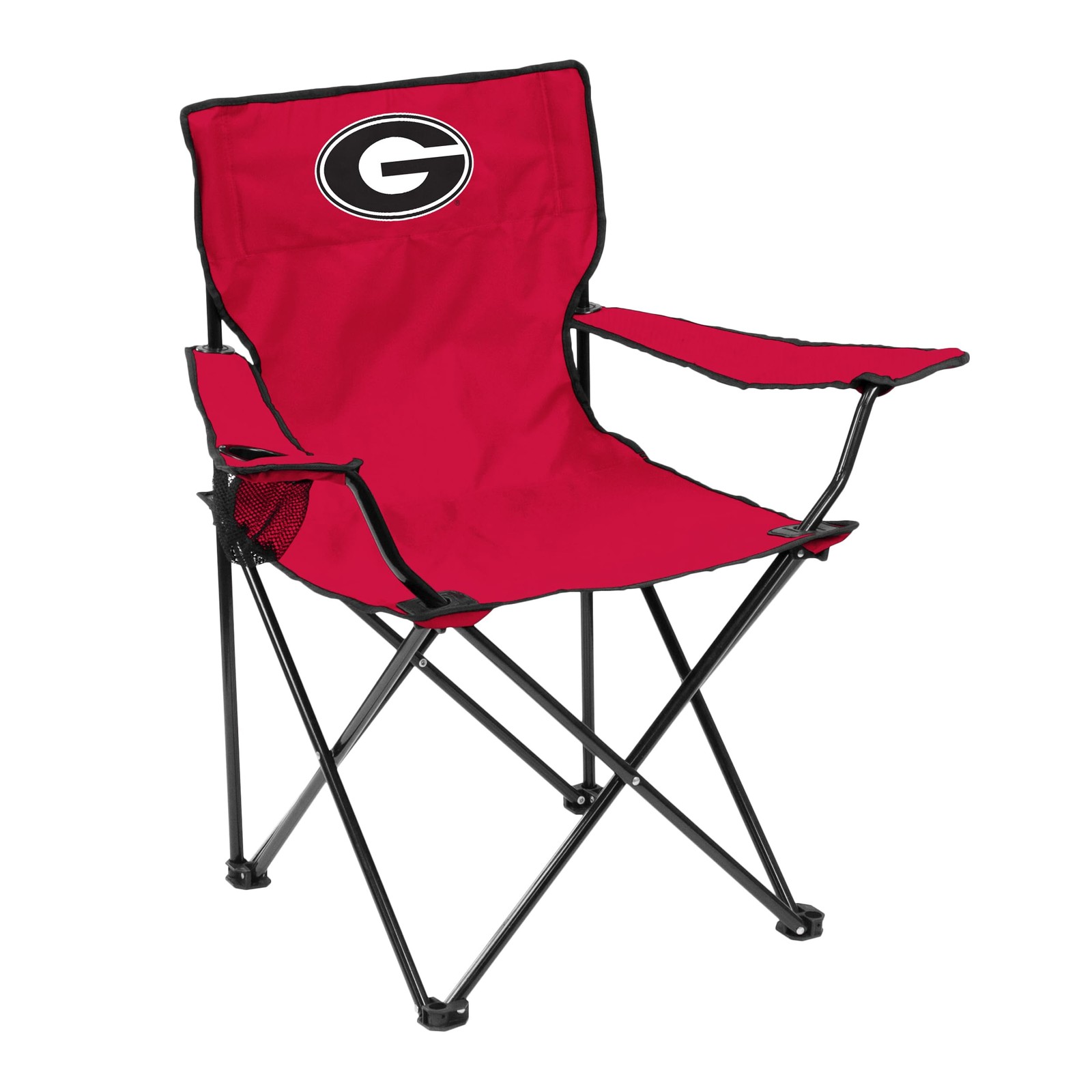 Logo Brands NCAA Georgia Bulldogs Quad Chair - Adult, Cup Holder, Tailgate, Camp