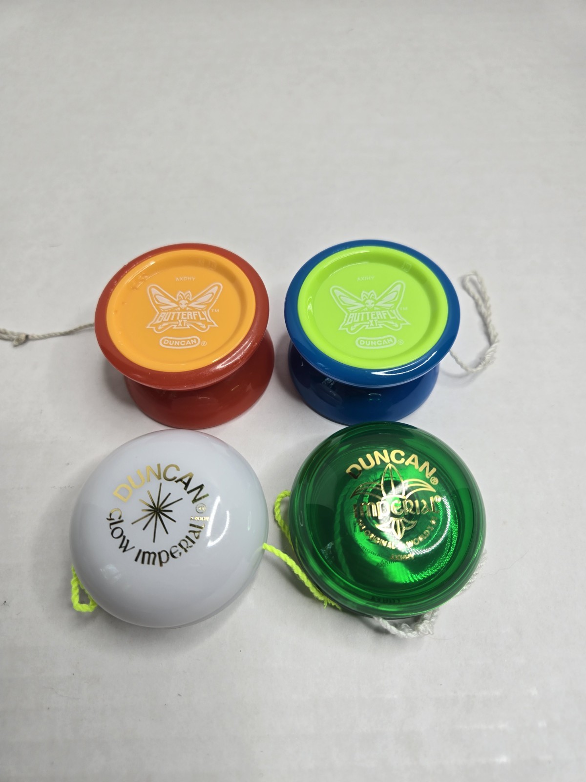 4 Duncan Yoyo Imperial Glow In The Dark Green Butterfly Red Yellow