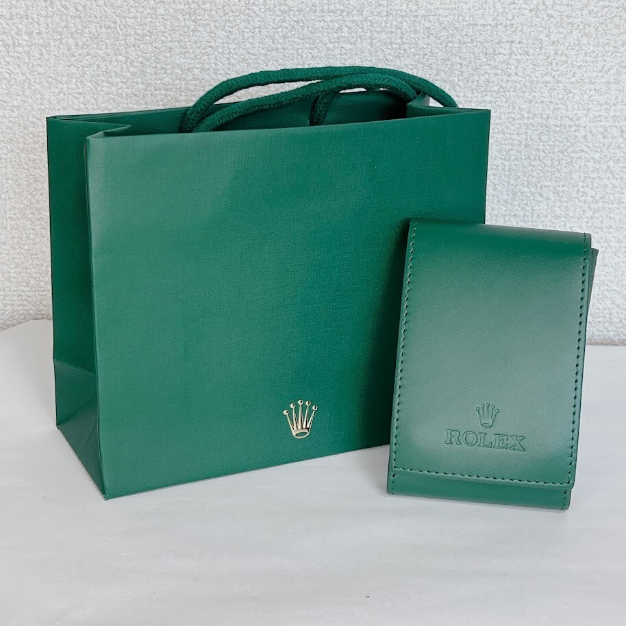 ROLEX Watch Case Green Leather Protection Soft Travel Pouch Watch Holder Japan