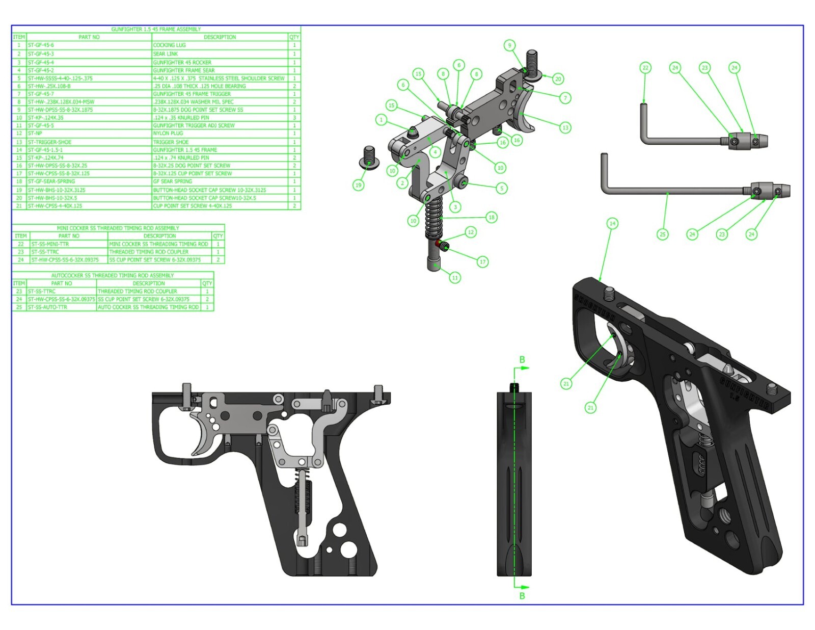 SHOCKTECH GUNFIGHTER 1.5 AUTOCOCKER FRAME RAW PAINTBALL