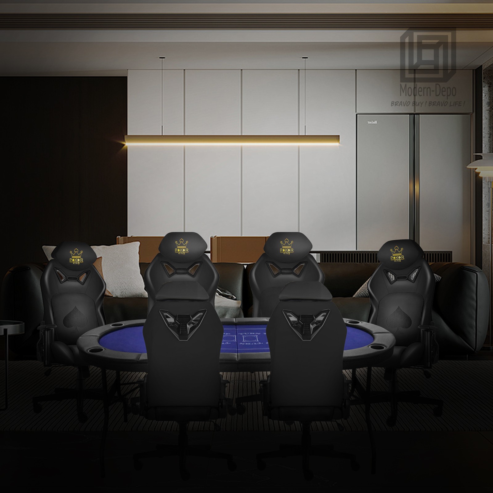 Ergonomic Video Poker Gaming Chair Recliner with Texas Hold'em Sign Swivel Chair