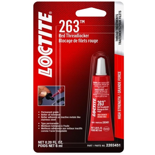 Loctite 263 High-Strength Red Threadlocker, 6 mL Liquid Adhesive