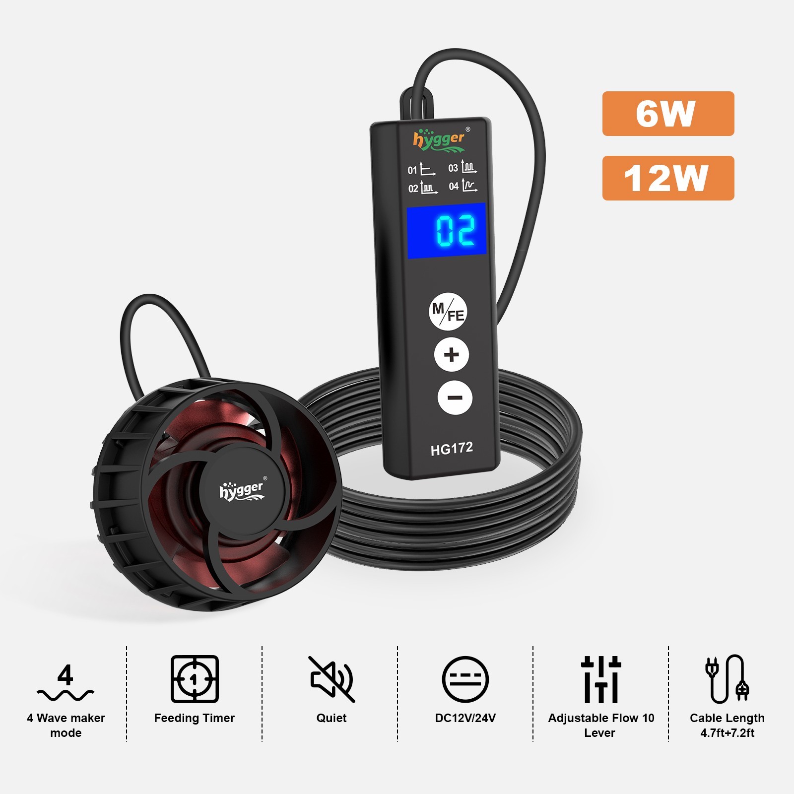 hygger Wave Maker Aquarium Powerhead Pump Marine Reef Circulation 10-50-120Gal