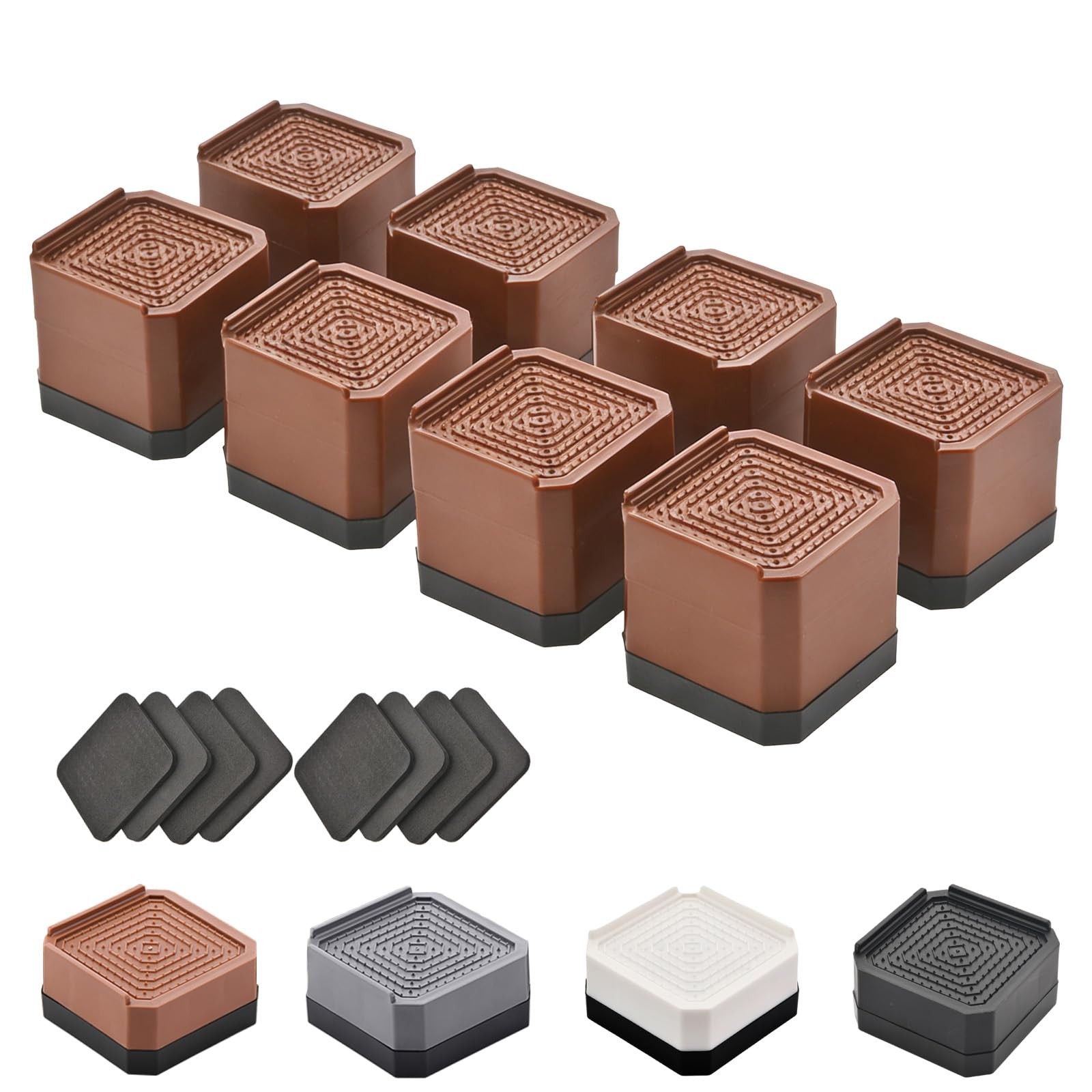 Furniture Risers Heavy Duty Stackable Height Adjustable 8 Pack 3 4.3 Inch Lift S